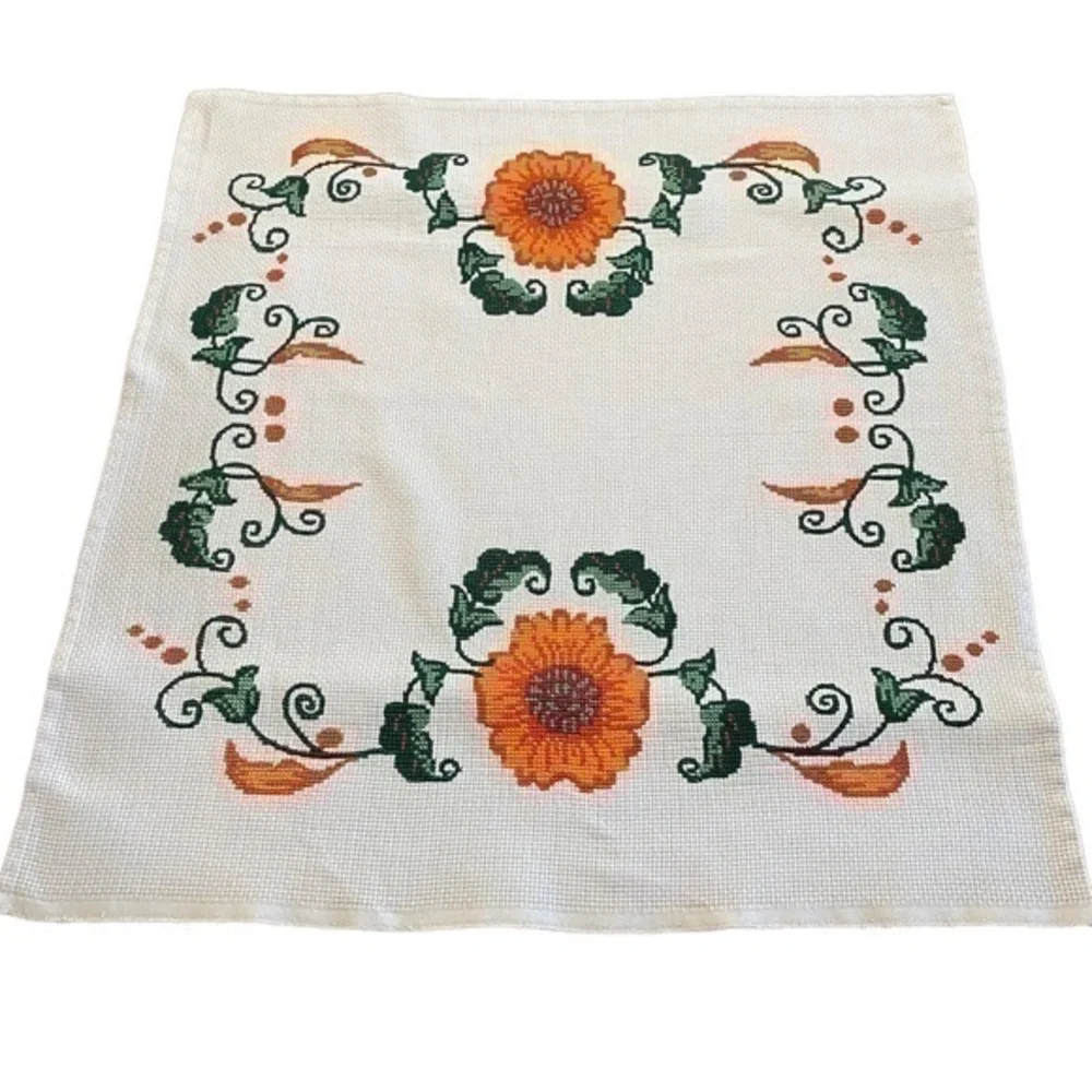 Vintage Handmade Count Cross Stitch Table Runner Table Topper